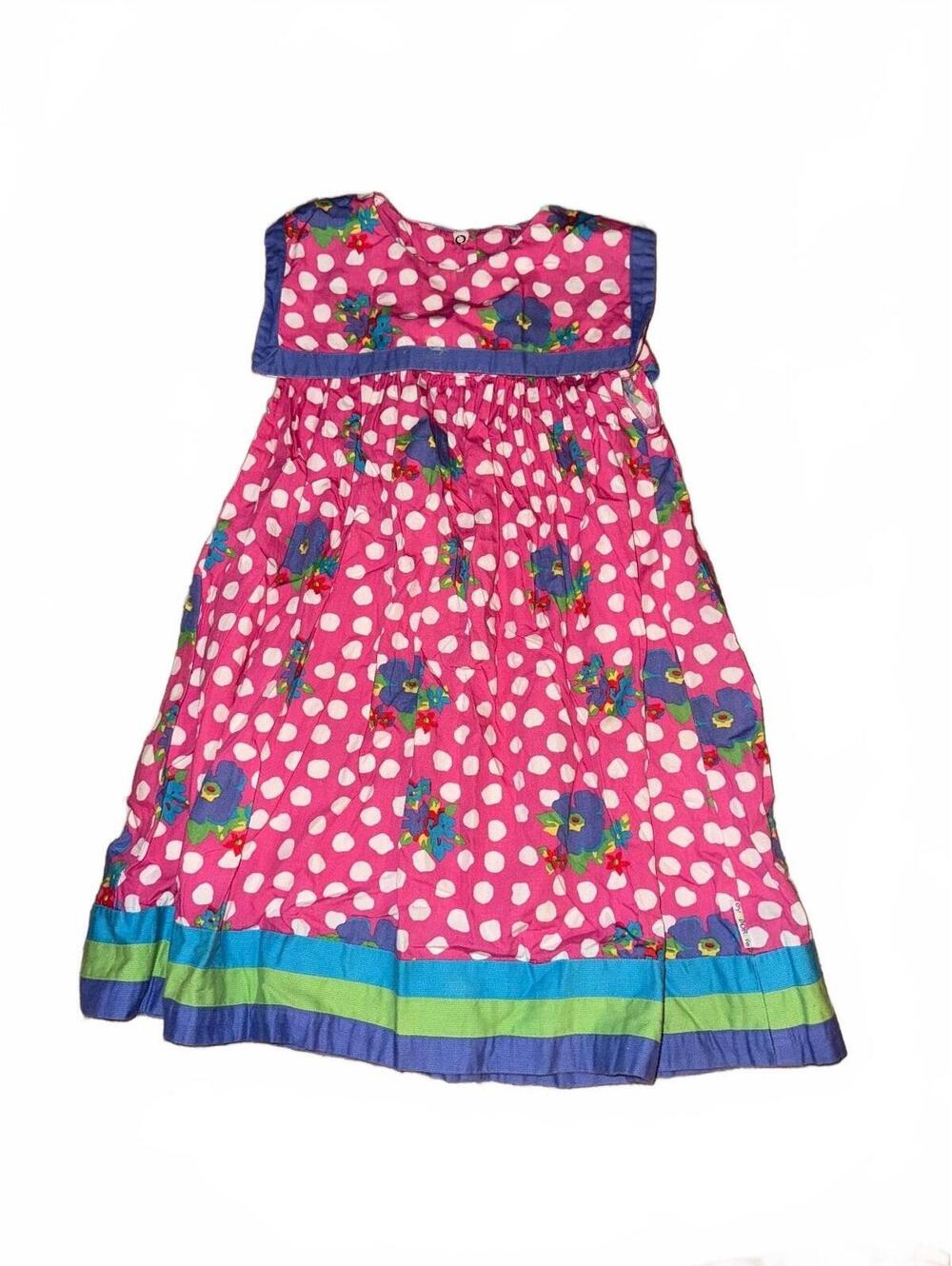 Vintage rainbow Gymboree Pink Polka Dot Floral Dress Girls XXL